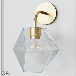 West Elm Sculptural Glass Faceted Sconce Clear 