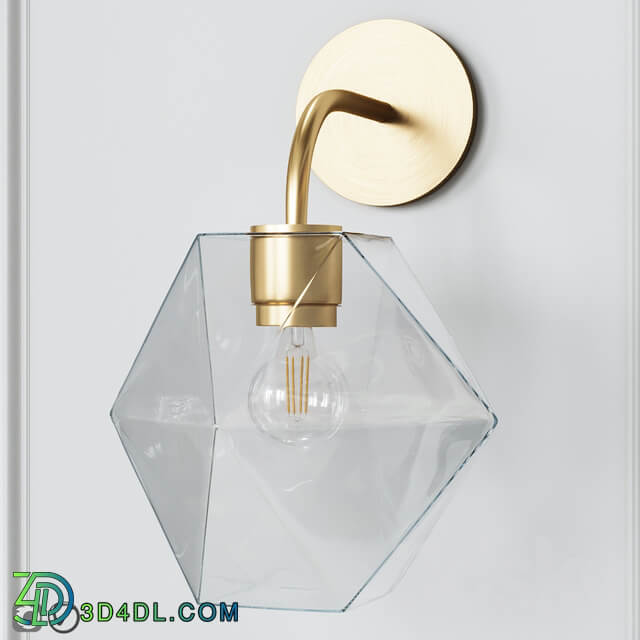 West Elm Sculptural Glass Faceted Sconce Clear