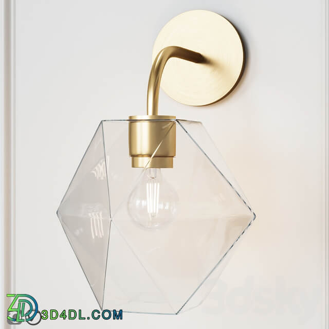 West Elm Sculptural Glass Faceted Sconce Clear