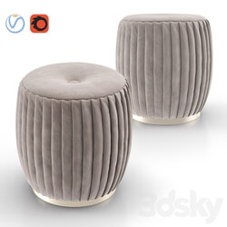 Bella Beige Velvet Ottoman 