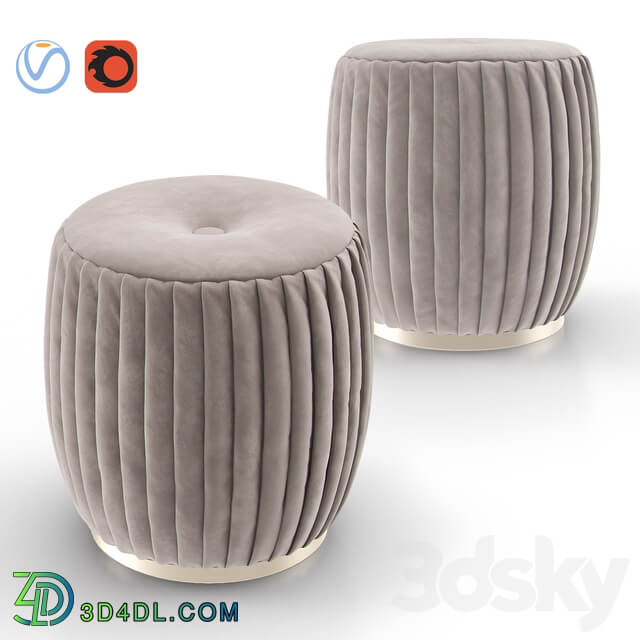 Bella Beige Velvet Ottoman