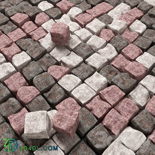 Chipped granite paving Paving granite chipped 3D Models