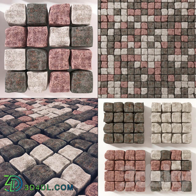 Chipped granite paving Paving granite chipped 3D Models