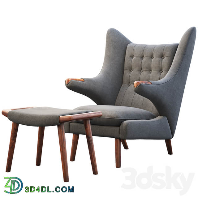 PP19 Papa Bear chair and ottoman 3D Models