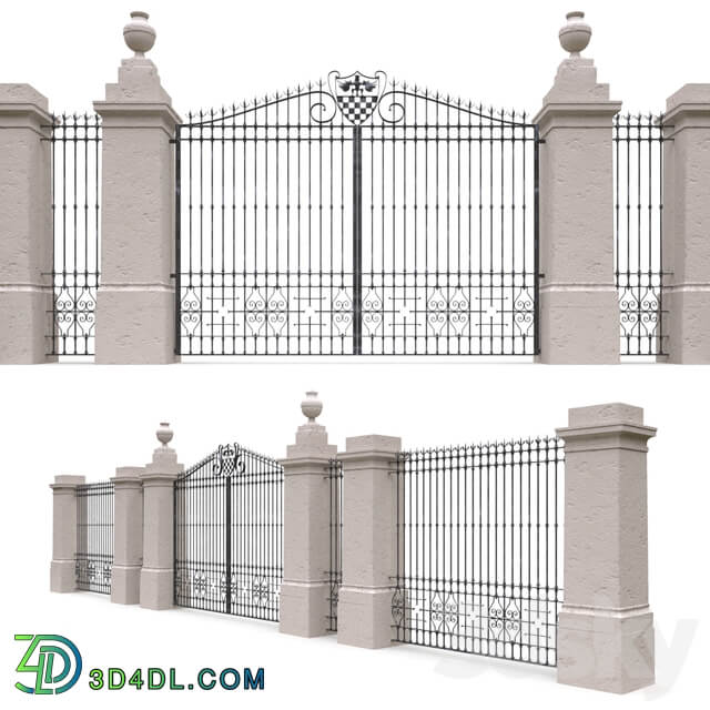 Classic gate and fence 3D Models