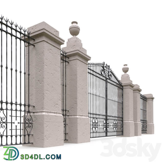 Classic gate and fence 3D Models