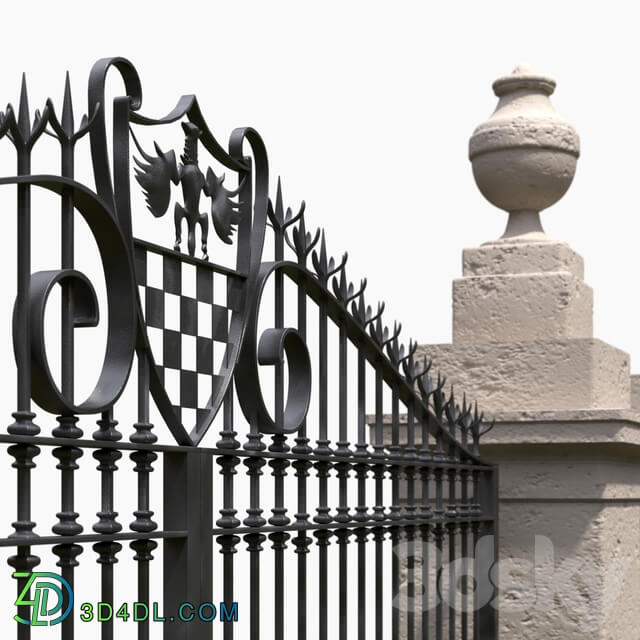 Classic gate and fence 3D Models