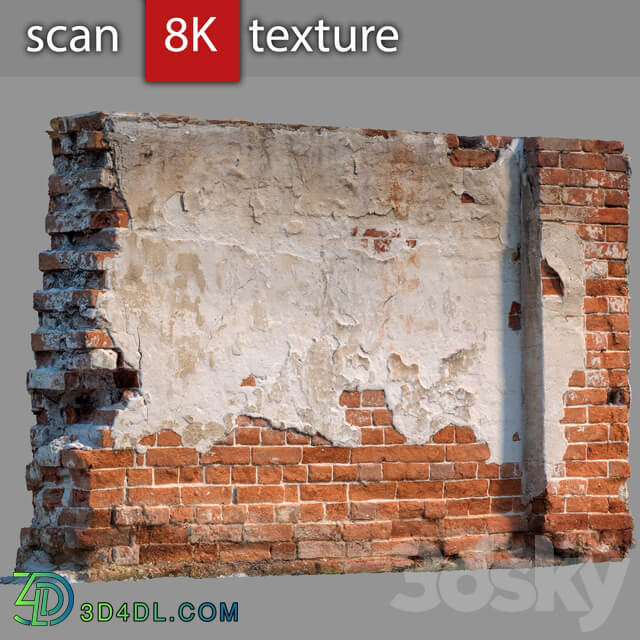 Brick wall with destruction 61 Urban environment 3D Models