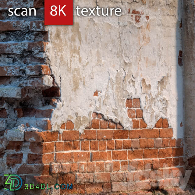 Brick wall with destruction 61 Urban environment 3D Models