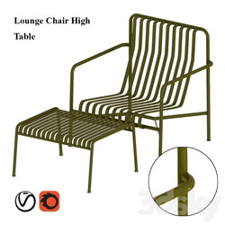 Hay Palissade Lounge Chair High with table 