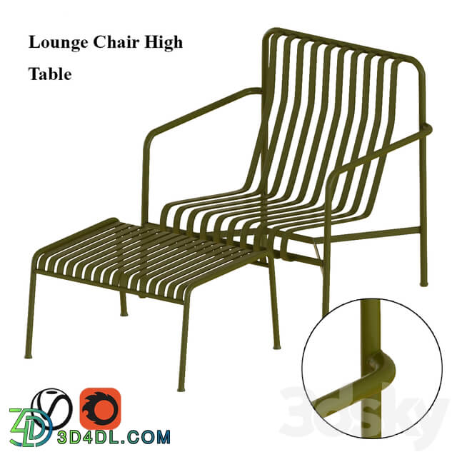 Hay Palissade Lounge Chair High with table