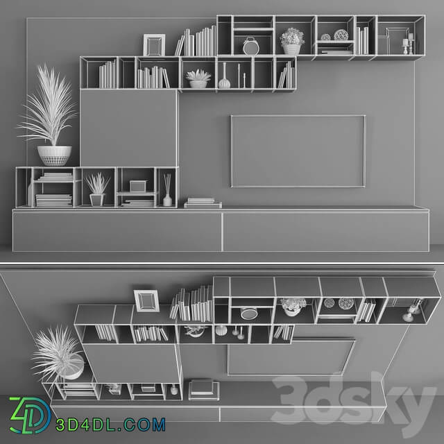 Tv stand set 085 3D Models