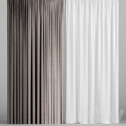 Brown curtains in three colors with tulle. 