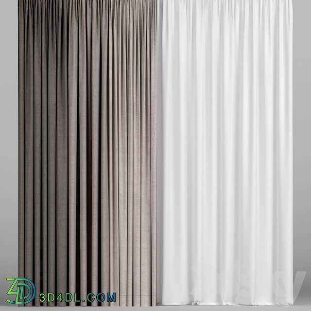 Brown curtains in three colors with tulle.