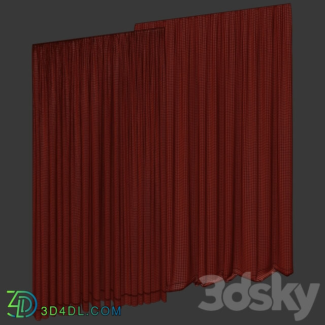 Brown curtains in three colors with tulle.