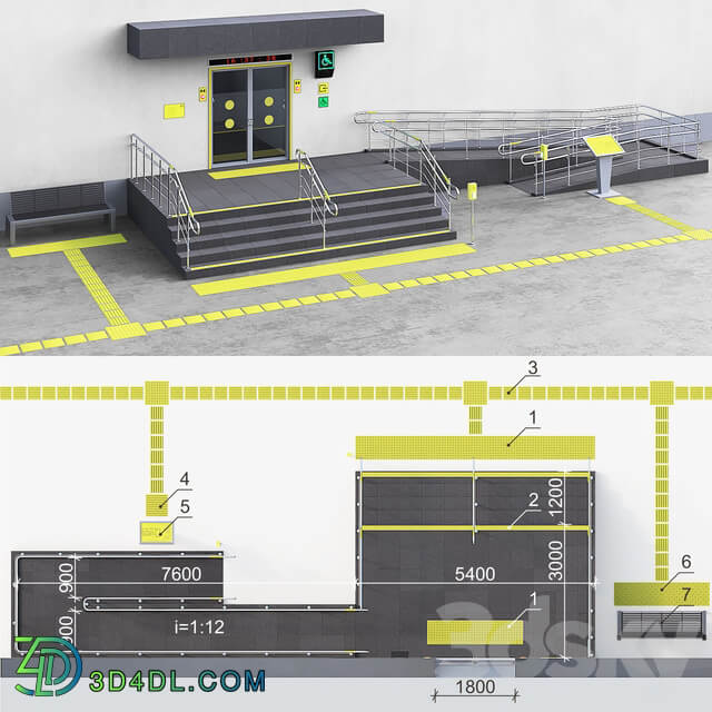 Adaptation of the entrance to the building for the disabled. Part 2 Other 3D Models