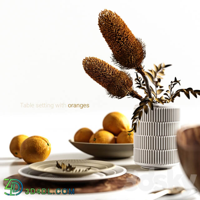 Table setting with oranges