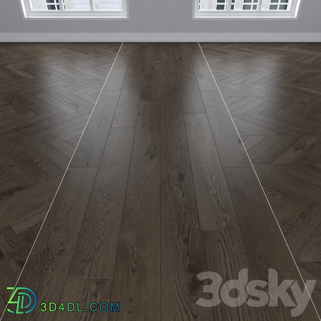 Wood Parquet Oak 3 types herringbone linear chevron.