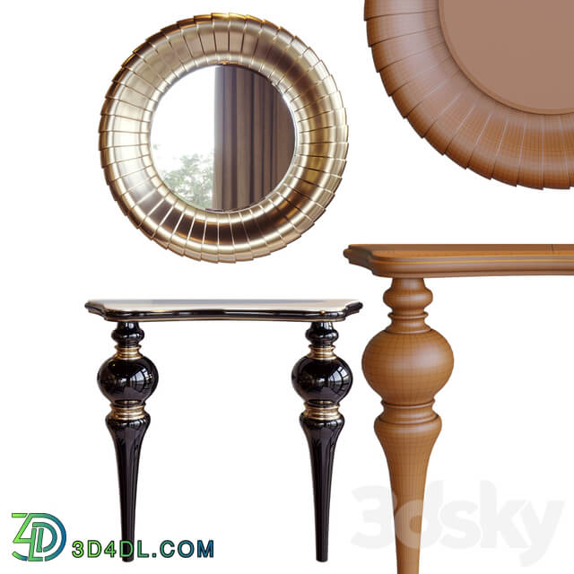 Console and round mirror 3D Models