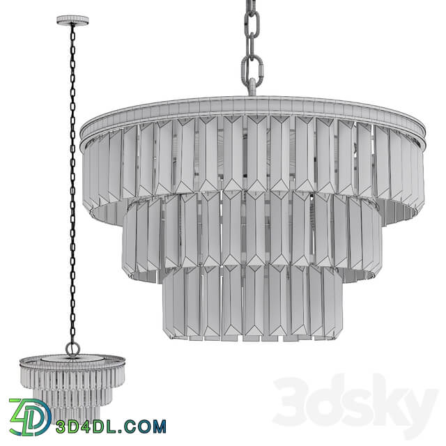 Restoration Hardware ALAINE CRYSTAL CLEAR GLASS 3 TIER CHANDELIER Brass Pendant light 3D Models