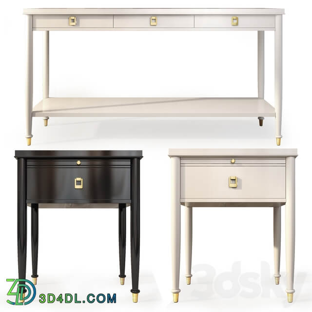 Chest console and nightstand Lacourte. Dresser nightstand by Williams Sonoma 3D Models