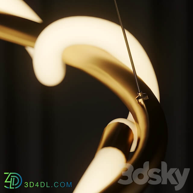 Sculptural Brass Circular Light Pendant by Morghen Studio Pendant light 3D Models