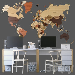 Office set with a map 