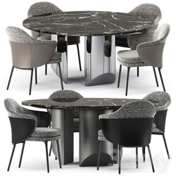 Table Chair ANGIE chair and Wedge Table by Minotti 