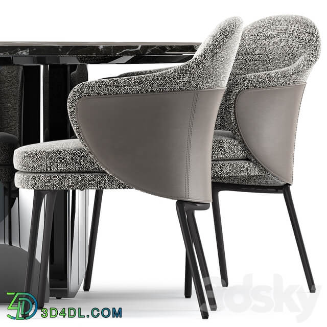 Table Chair ANGIE chair and Wedge Table by Minotti