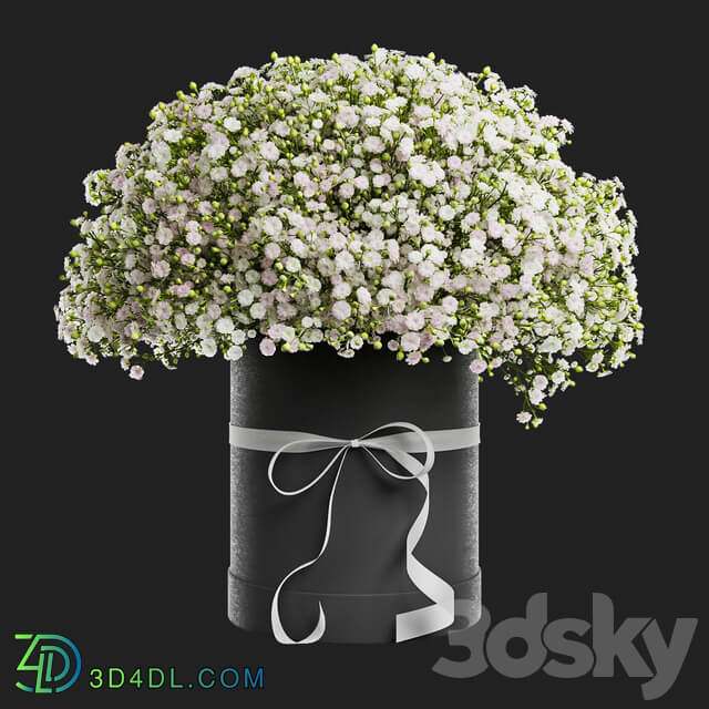 Gypsophila bouquet in a hat box