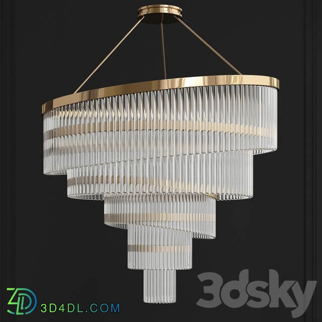 Gold Plated Spiral Crystal Designer Chandelier Pendant light 3D Models