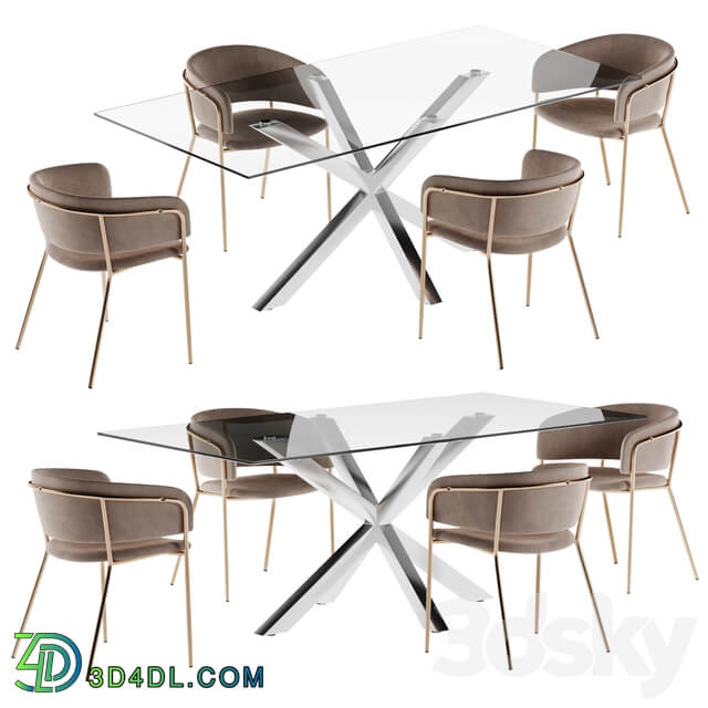 Table Chair La forma table Arya Konnie chair dining set 2
