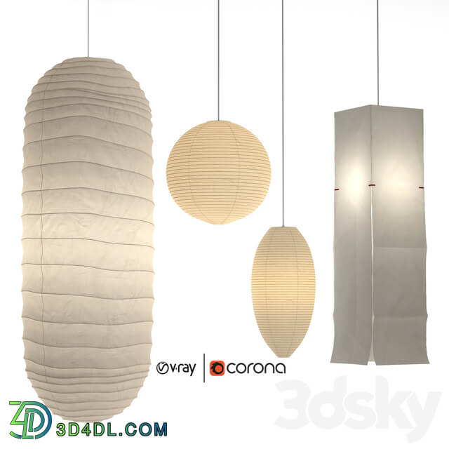 Akari Paper Japan Lantern Collection Isamu Noguchi Pendant light 3D Models