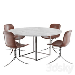 Dining set fritz hansen PK9 chair PK54 table Table Chair 3D Models 