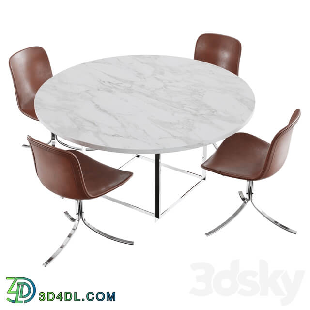 Dining set fritz hansen PK9 chair PK54 table Table Chair 3D Models