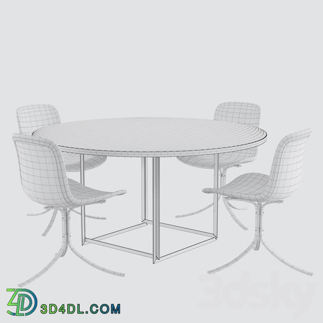 Dining set fritz hansen PK9 chair PK54 table Table Chair 3D Models