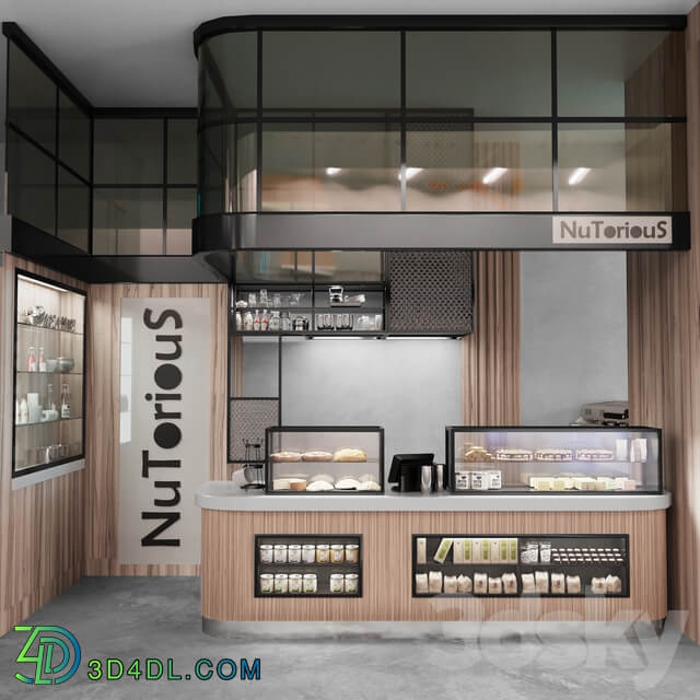 Design project of a cafe with a showcase of desserts and sweets. panel 3D Models