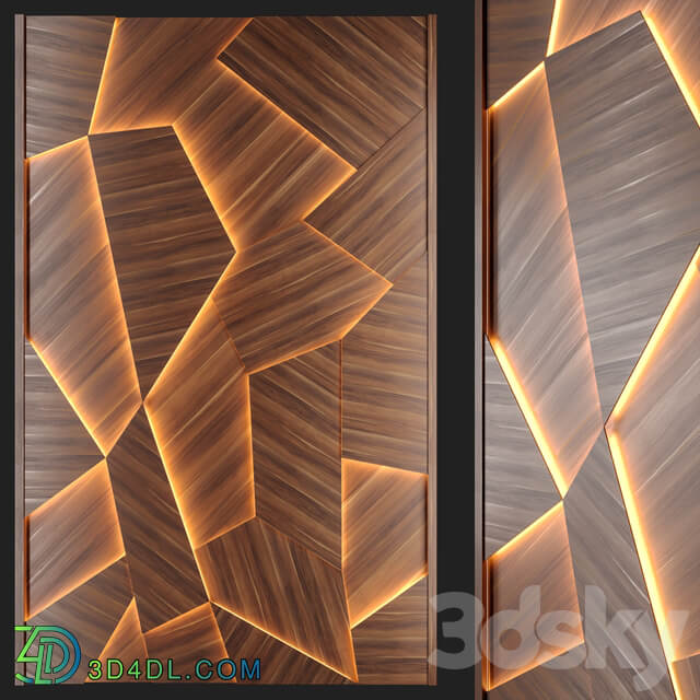 Solid wood wall panel 3D panel 3D Models