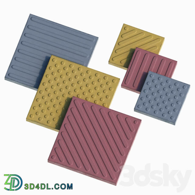 Tactile paving slabs for disabled 3D Models