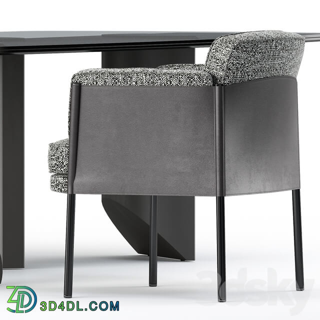 Table Chair SHELLEY DINING chair and WEDGE DINING Table by Minotti