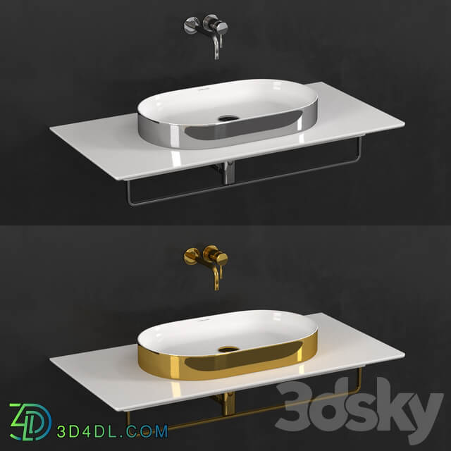 Ceramica Catalano Horizon Washbasin Gold White Silver White