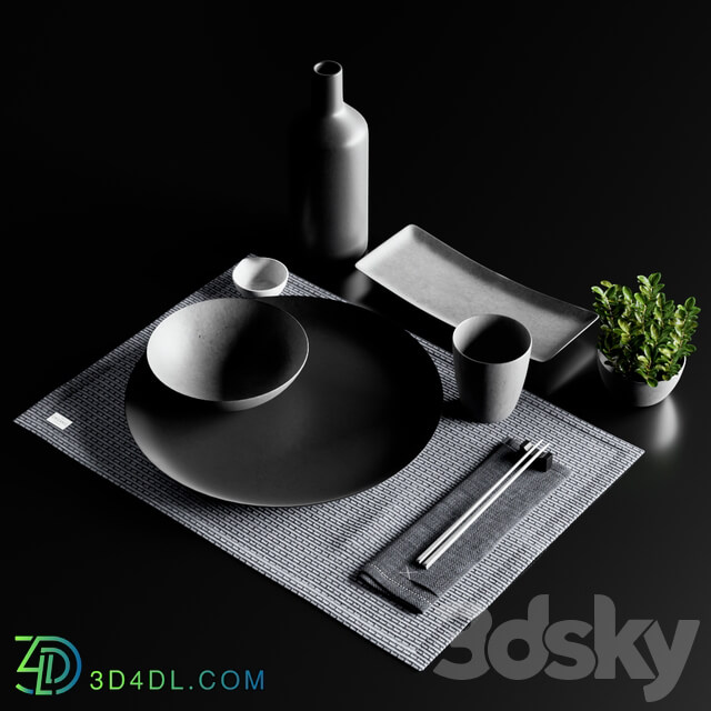 Japanese minimalist Sushi set with Plant from Chalk and Moss