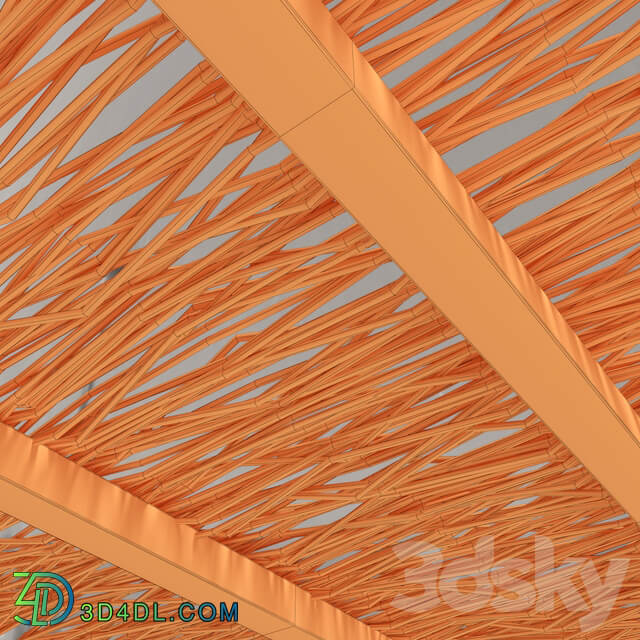 Ceiling wood thin branch beam n1 Wooden ceiling made of thin branches on beams