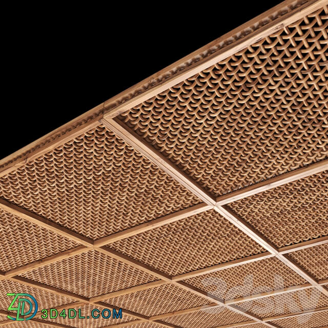 Ceiling crooked thick branch rattan n1 Ceiling of curved thick rattan branches