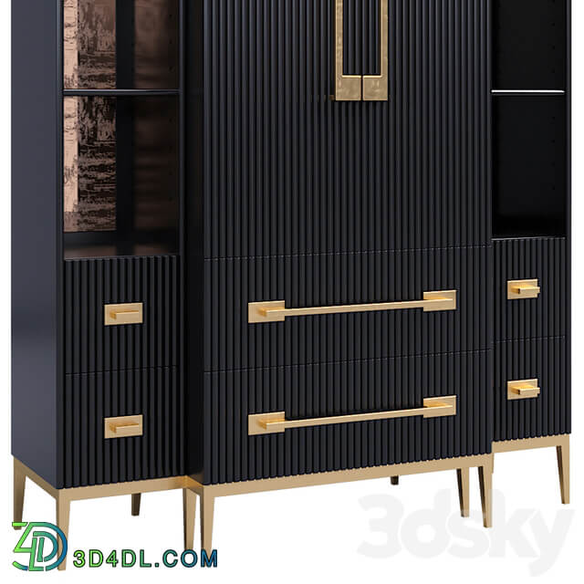 Wardrobe Display cabinets Showcase Black Satin