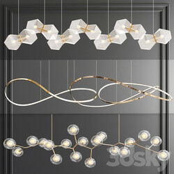 Unique Linear Chandelier 3 type Pendant light 3D Models 