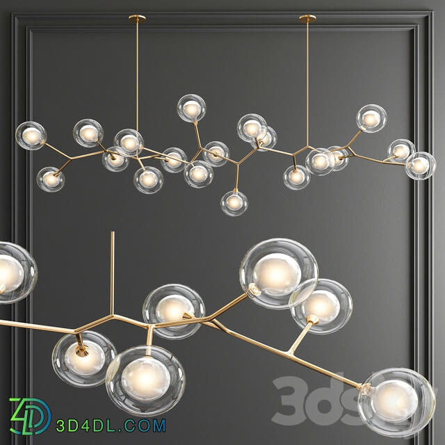 Unique Linear Chandelier 3 type Pendant light 3D Models