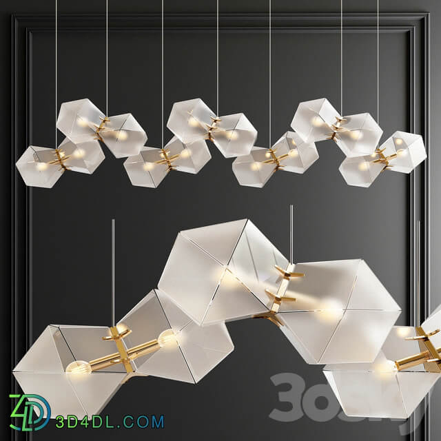 Unique Linear Chandelier 3 type Pendant light 3D Models