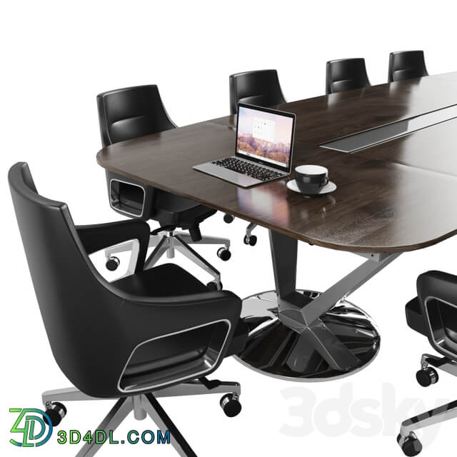 Meeting Table with Office Chairs and Cabinet