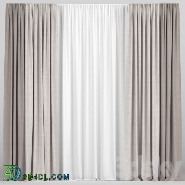 Brown curtains in two colors with tulle.